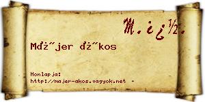 Májer Ákos névjegykártya